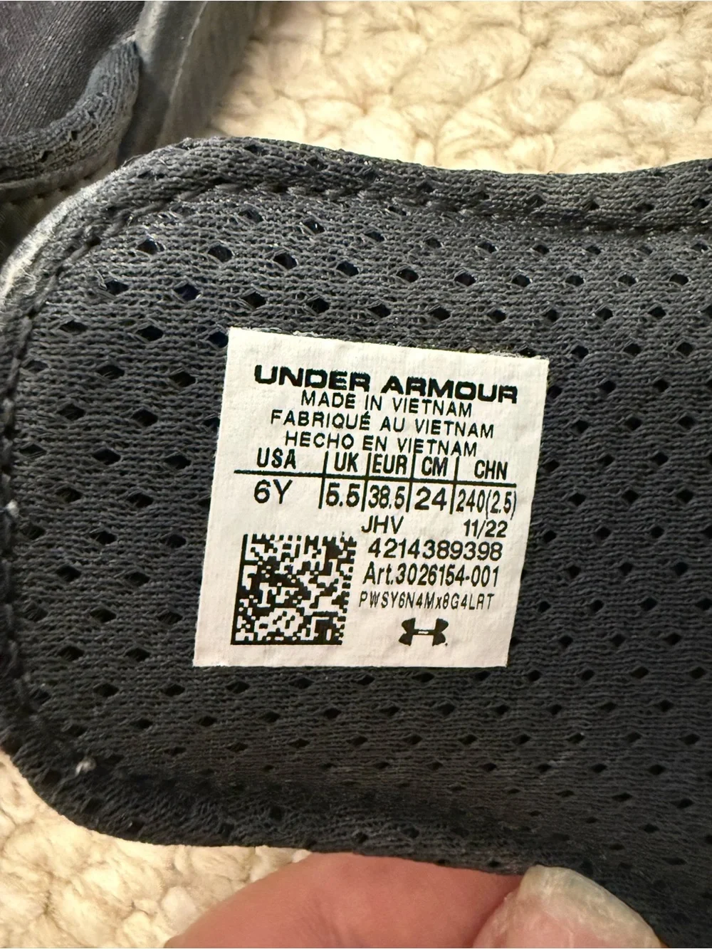 Under Armour Kids' Black Slide Sandals with Cushioned Footbed Size 6Y